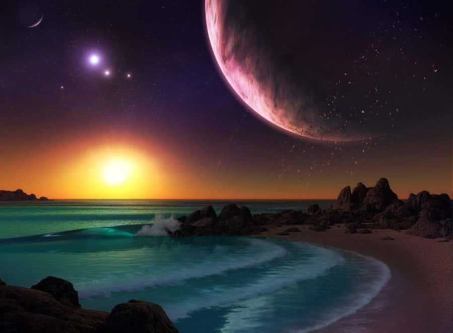 ImmagineLa magica e bellissima luna brilla nel cielo notturno.