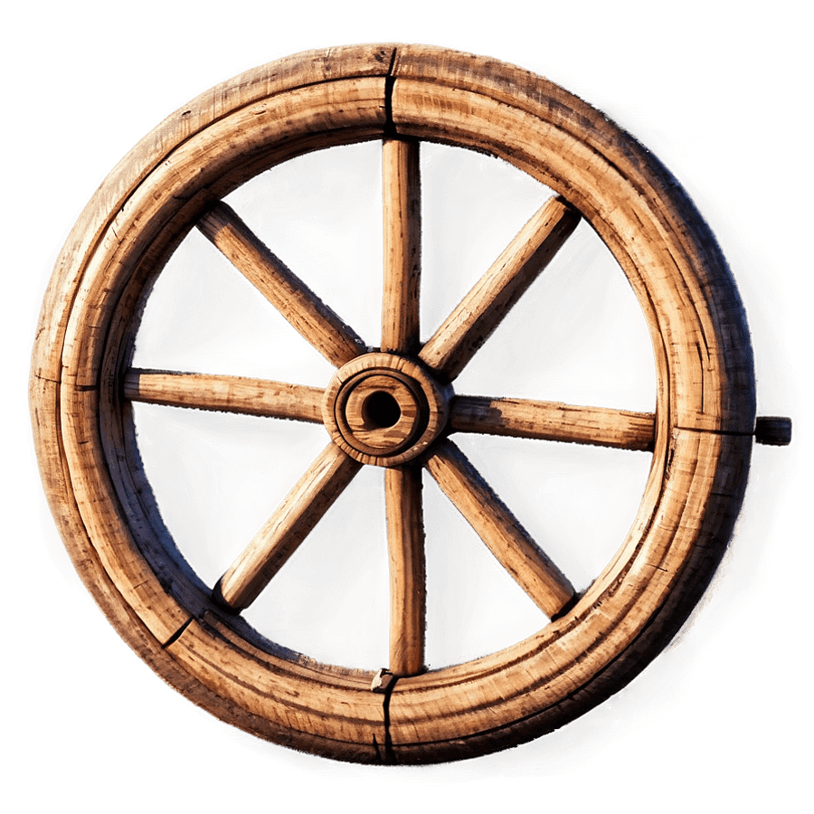 Wooden Spoke Wagon Wheel PNG 06132024
