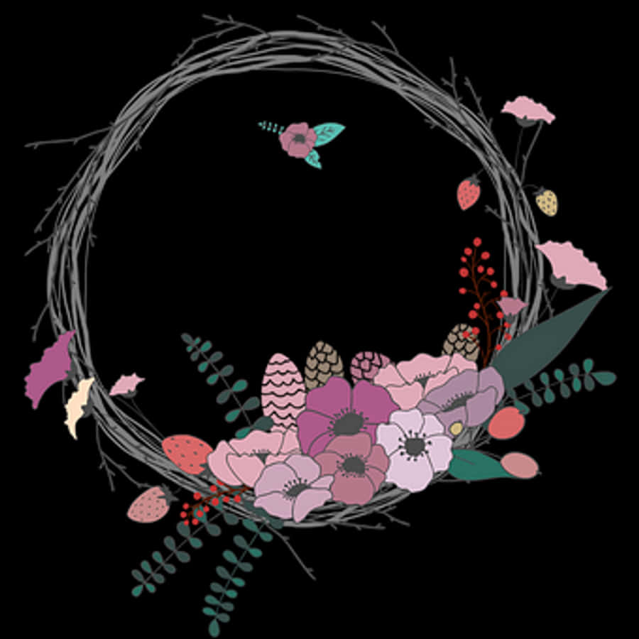 Floral_ Wreath_with_ Butterfly_ Vector