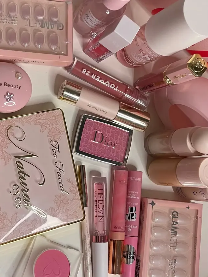 Pink Makeup Collection Flatlay