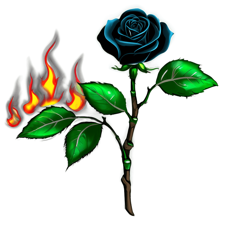 Black Rose on Fire PNG 05212024