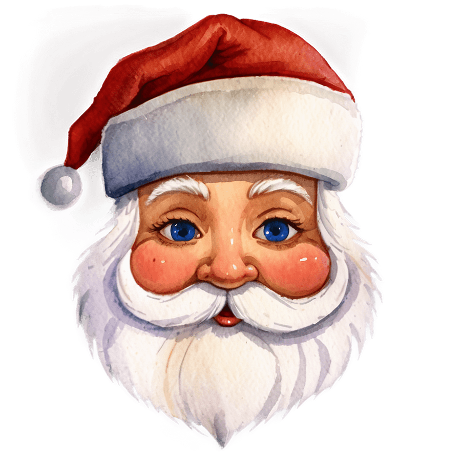 Watercolor Santa Face PNG 87