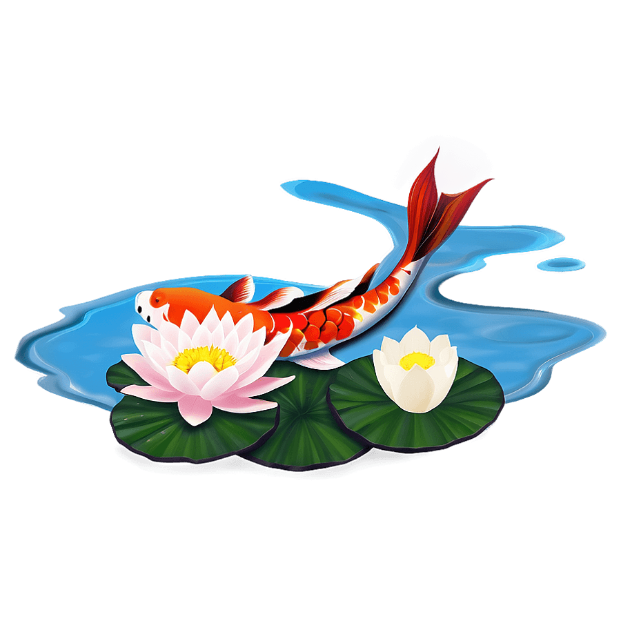 Koi Fish with Lotus Flower PNG agy16