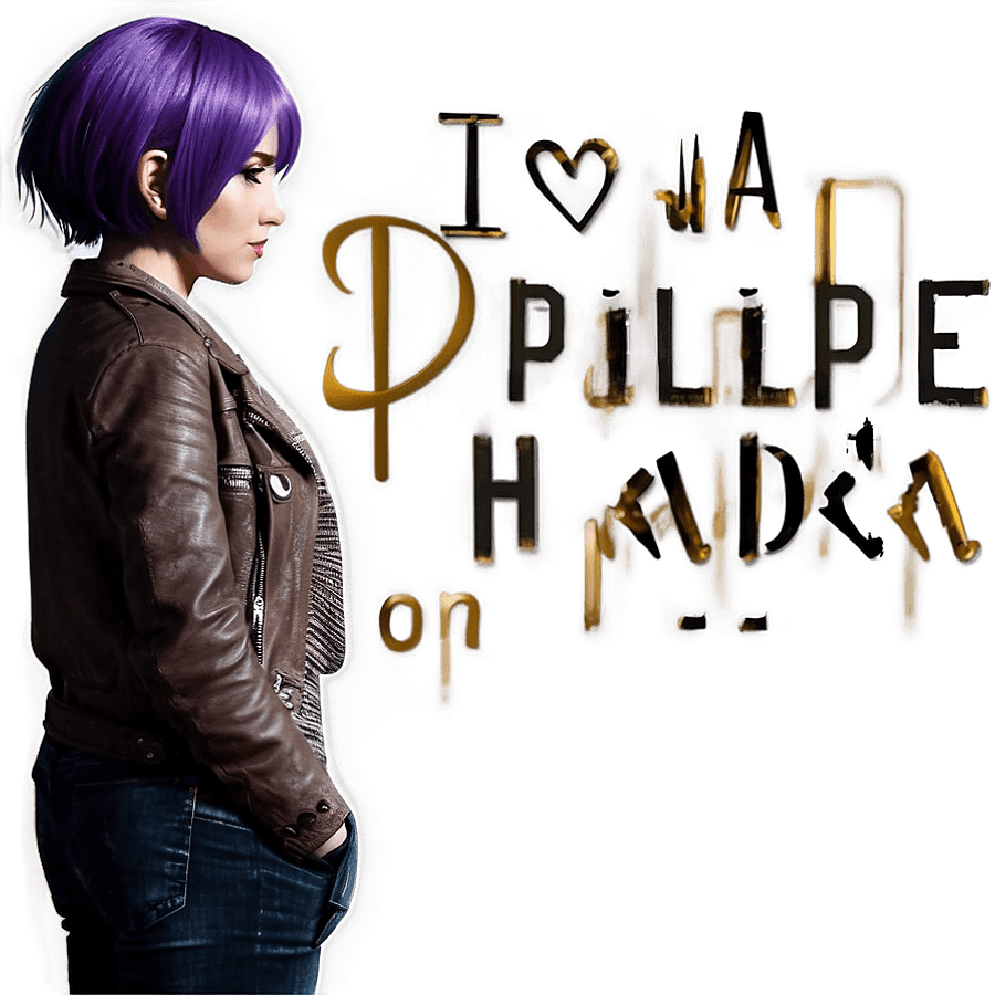 Purple Hair Manga Heroine PNG kpu