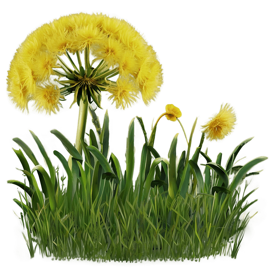 Dandelion in Grass PNG pik