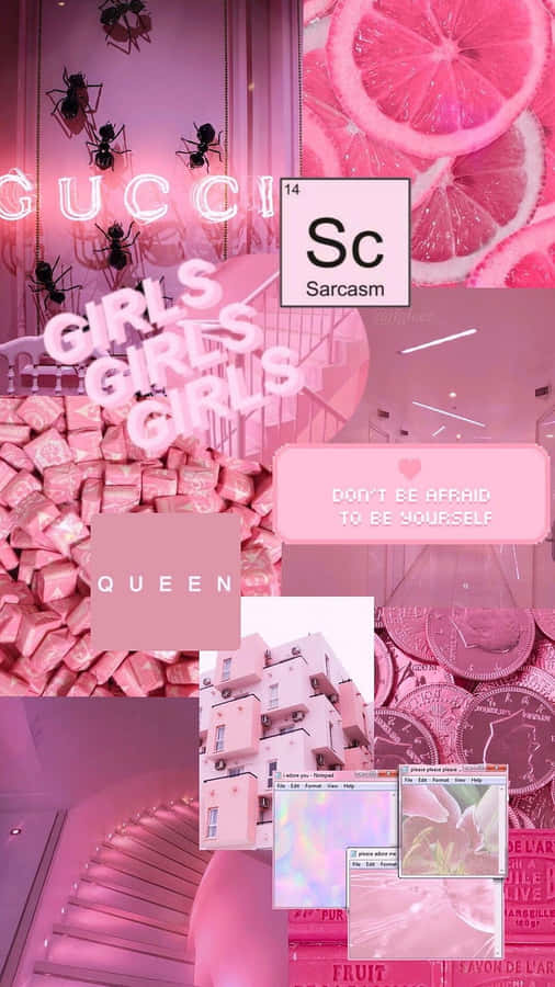 Collage estetico di Barbie Baddie rosa