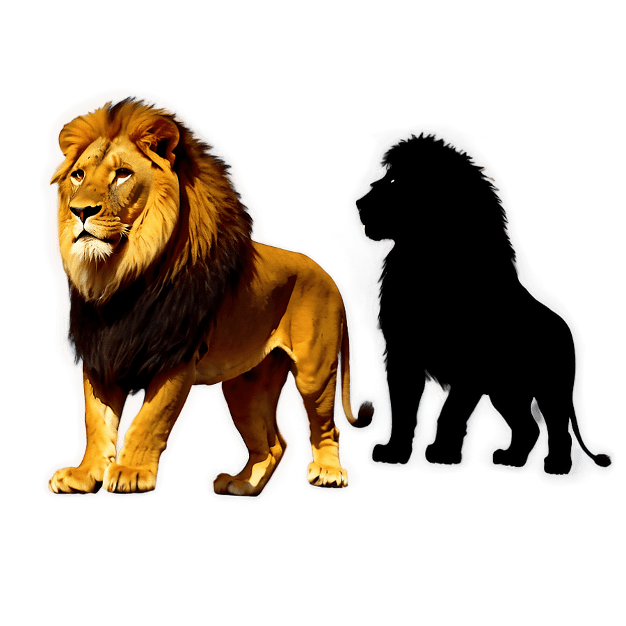 Lion Pair Silhouette PNG qjc
