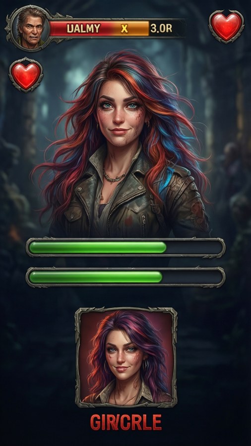 Whitty portrait in a video game UI style with health bar and score elements