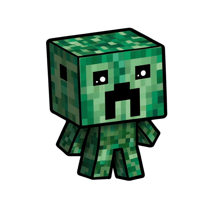 Cute Minecraft Creeper Character PNG 57