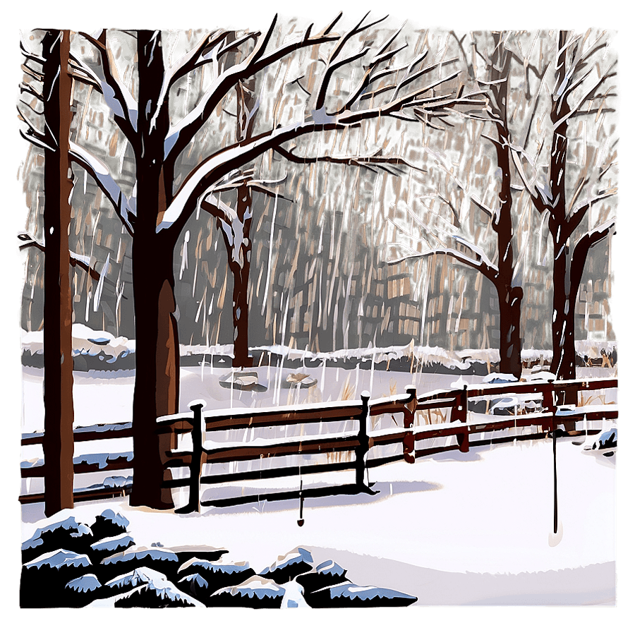 Snow Falling on Park PNG nab