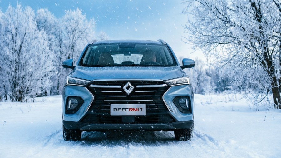 Baojun RM-5 in a serene snowy setting.
