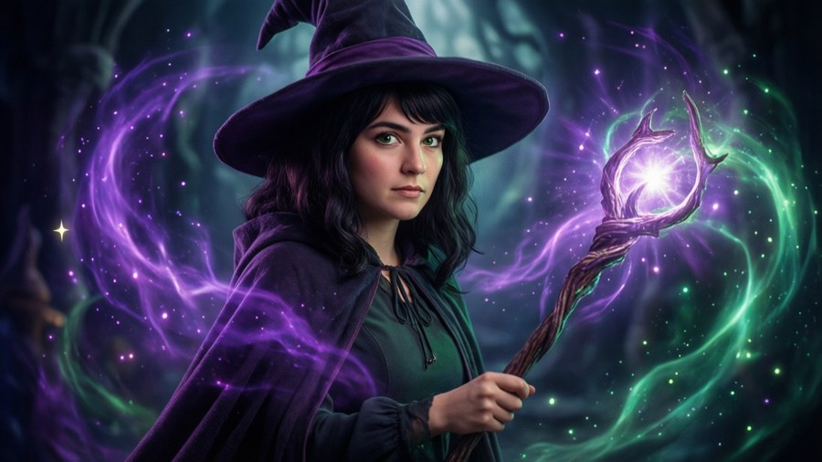 Luz Noceda en tenue de sorcière lançant un sort.