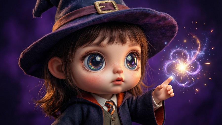 A wizard blook casting spells on a purple background perfect for gamers.