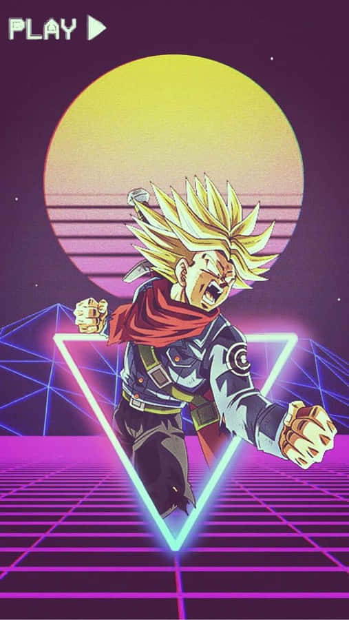 Super Saiyan Trunks Retro-Wave-Kunst