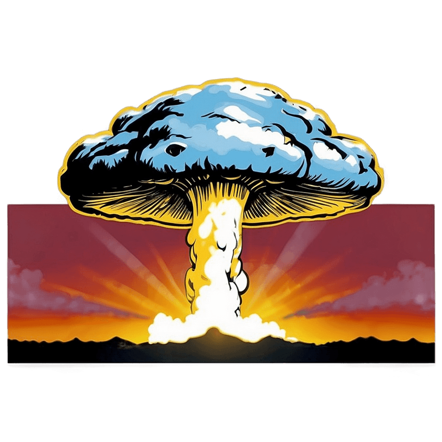 Mushroom Cloud Sunset Background PNG eho