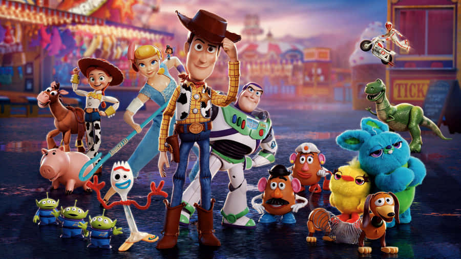 Fundo de Carnaval com Personagens de Brinquedo Animados