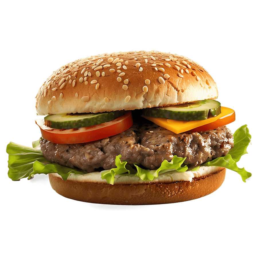 Cheese Burger with Pickles PNG wjr66