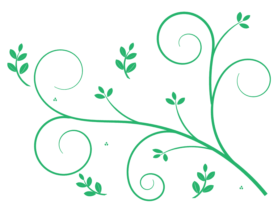 Abstract Green Floral Designon Blue Background