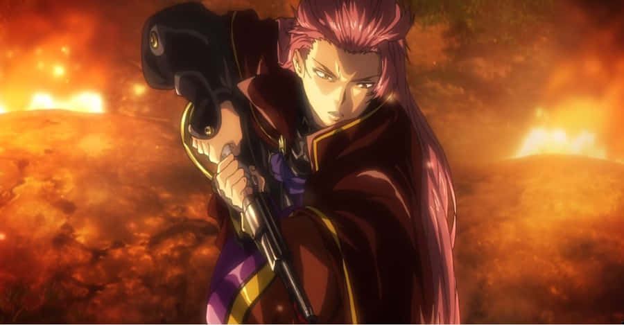 Guerriero Anime con Pistola tra le Fiamme