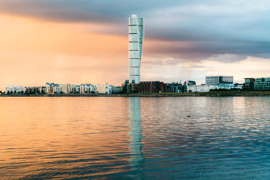 Turning Torso Wolkenkratzer Malmö Sonnenuntergang