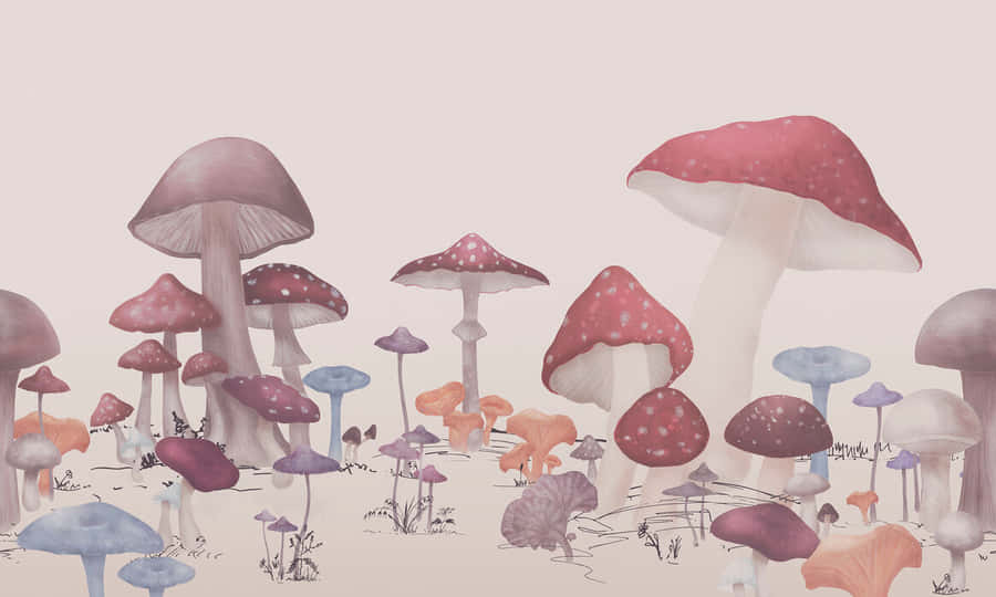 Vintage Cute Mushroom Aesthetic Pastel