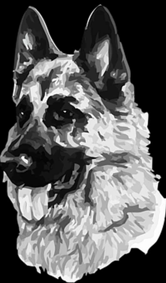 German Shepherd Portrait Greyscale