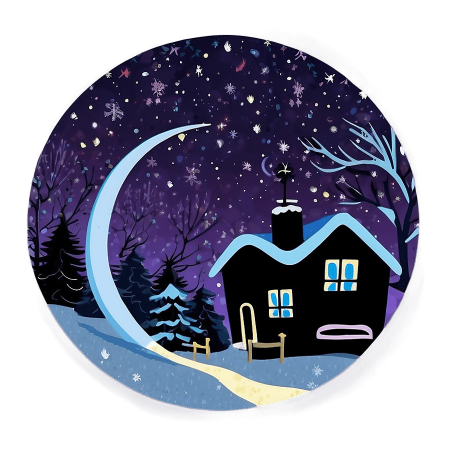 Mystical Aesthetic Christmas Moon PNG ted