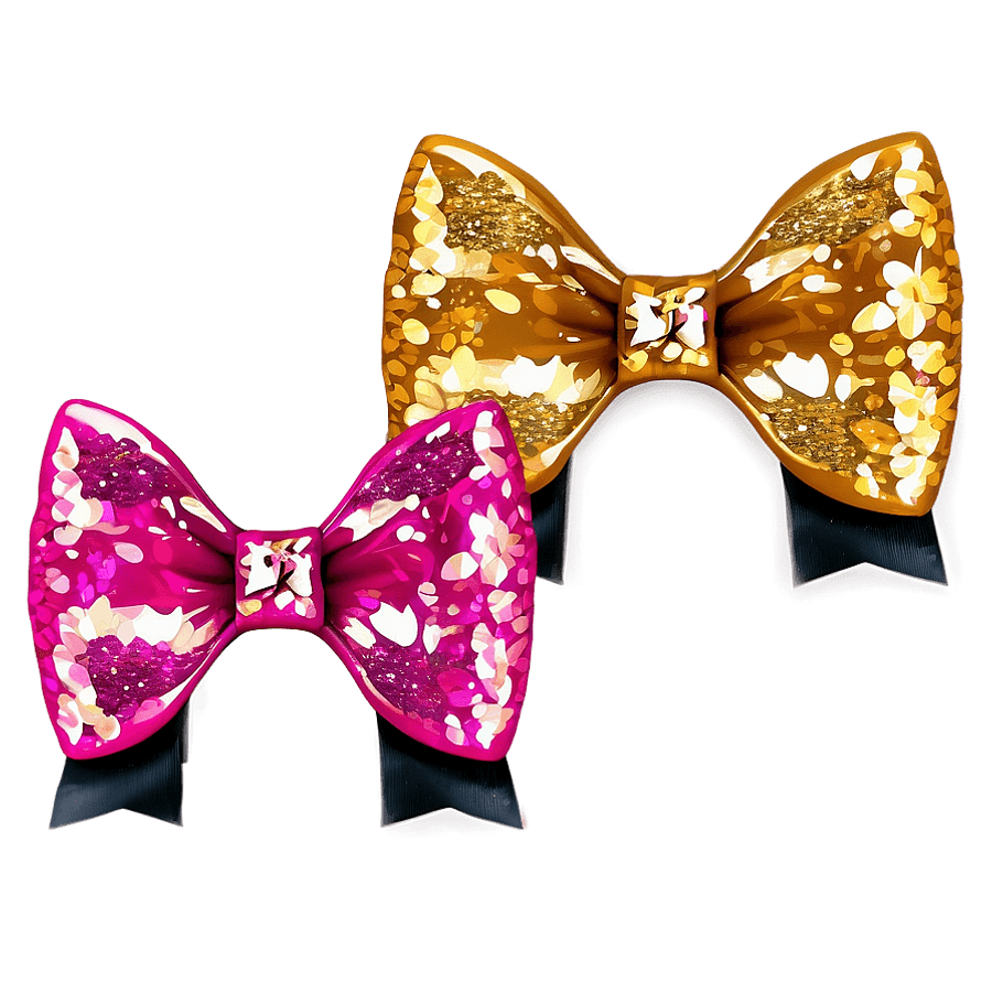 Glittery Pink Bow PNG 4