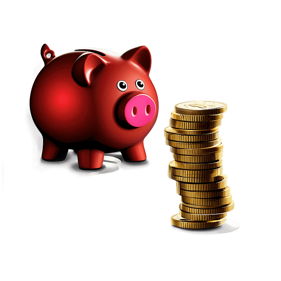 Piggy Bank with Coins PNG 05252024