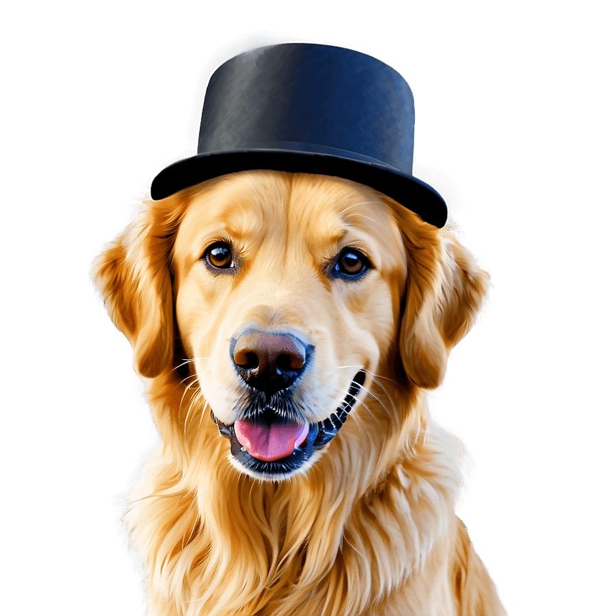 Golden Retriever with Hat PNG   38