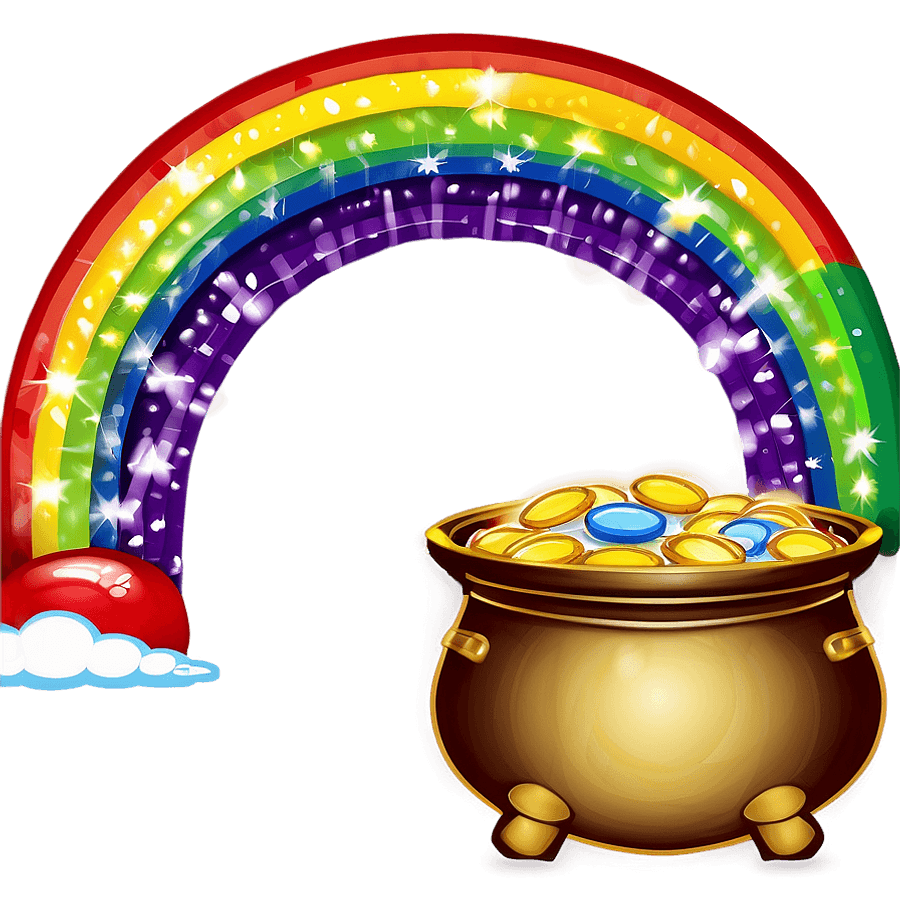 Pot of Gold with Rainbow Arch PNG rma78