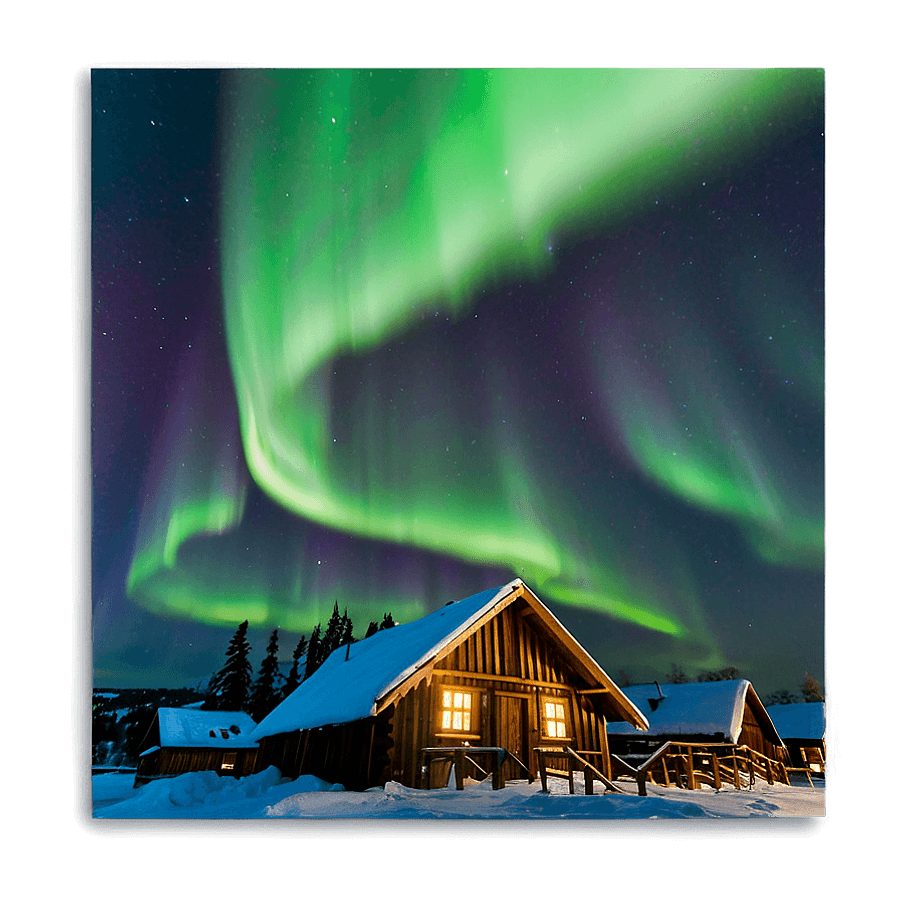 Northern Lights Over Aurora Village PNG eka75