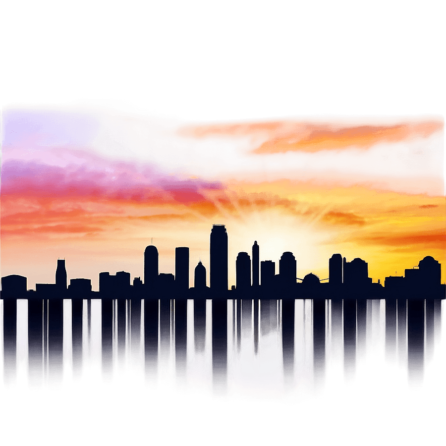 Dallas Skyline Silhouette with Sunset PNG 14