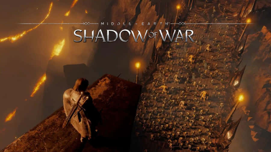4KShadow of War baggrund: Talion kigger ned på hans hær.