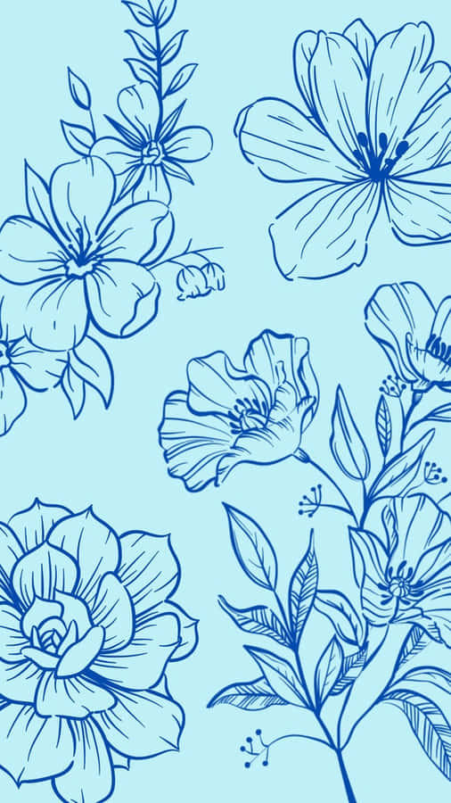 "Einwunderschönes blaues Blumenmuster für deine Wand"