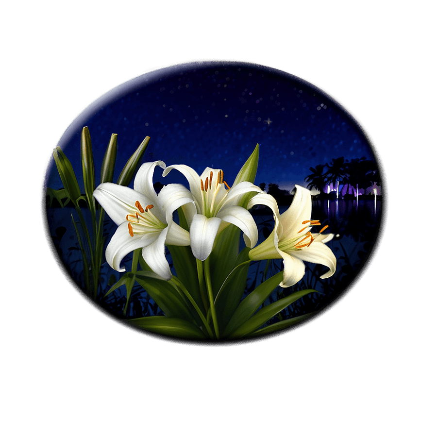 Lilies under Moonlight PNG 18