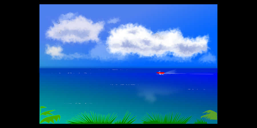 Tropical Seascapewith Speedboat