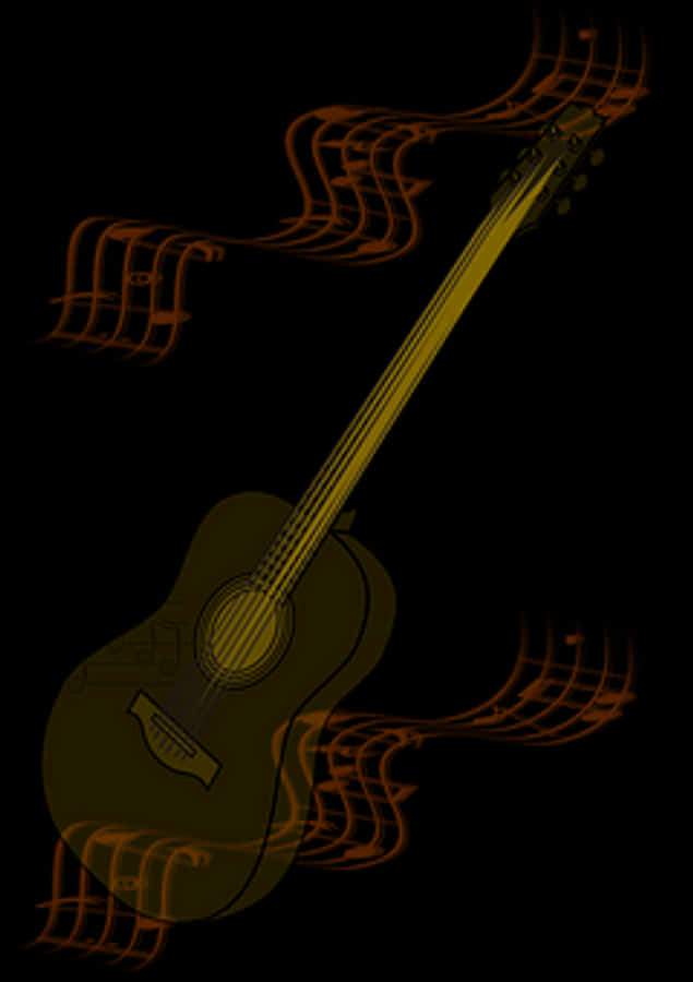 Abstract Guitarwith Musical Waves