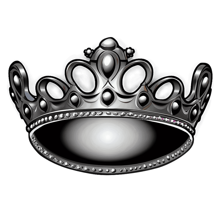 Ornate Silver Crown Illustration PNG xhc