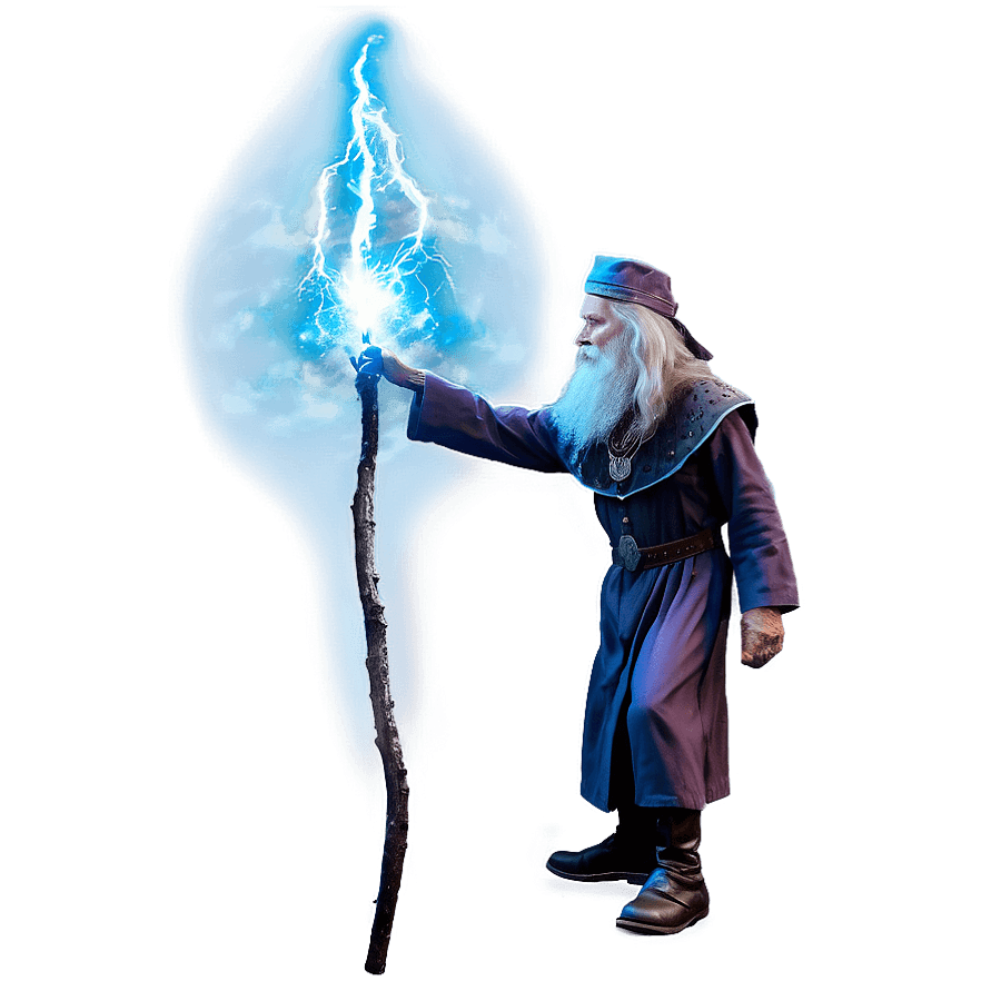 Wizard Staff in Action PNG nou