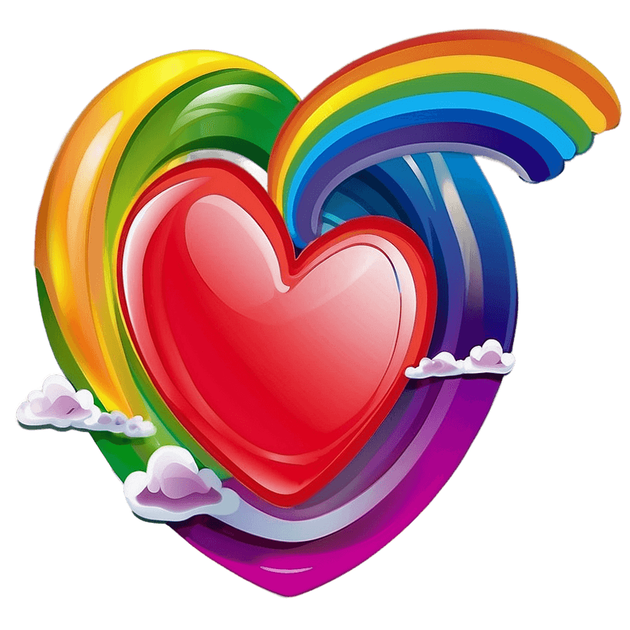 Cartoon Heart with Rainbows PNG myf