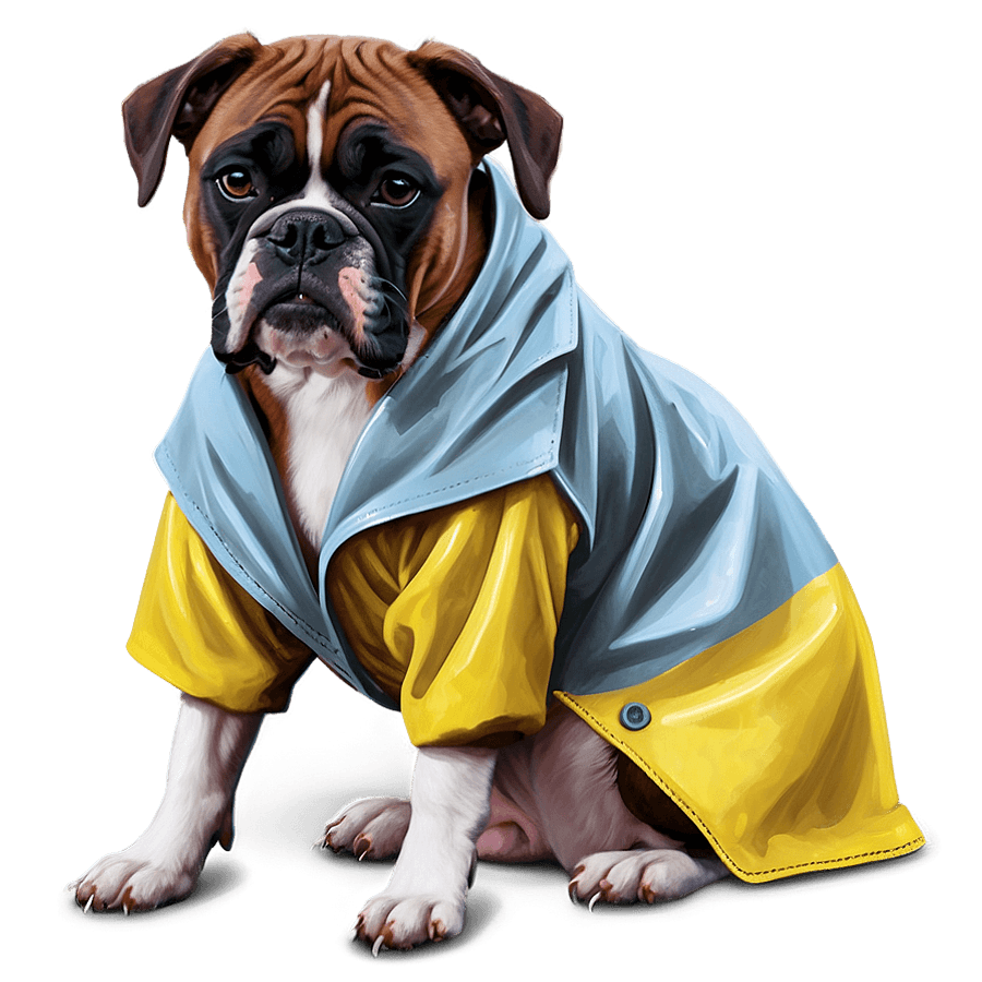 Boxer Dog in Raincoat PNG 66