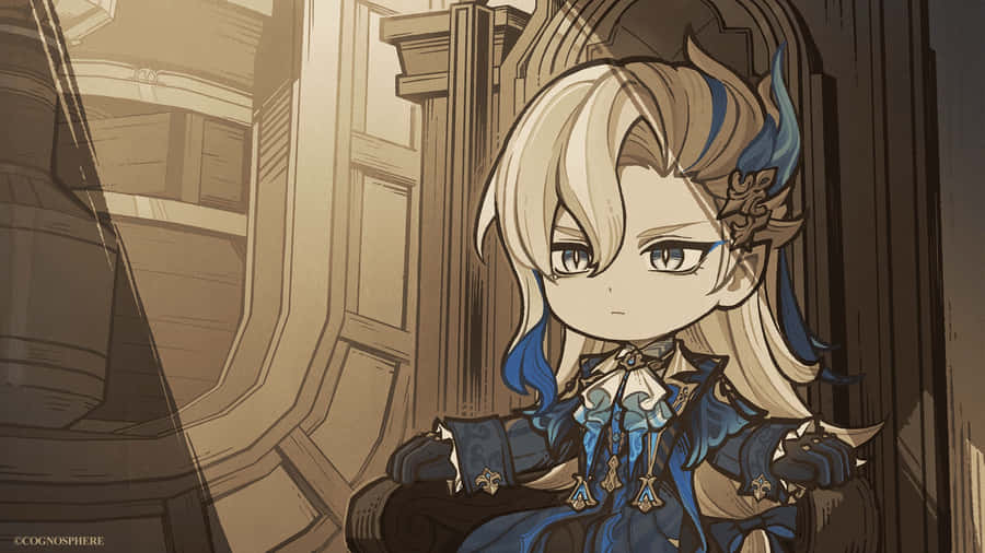 Personagem de Anime com Traje Azul Regal