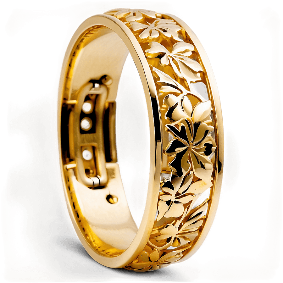 Gold Bracelet with Floral Design PNG pjs