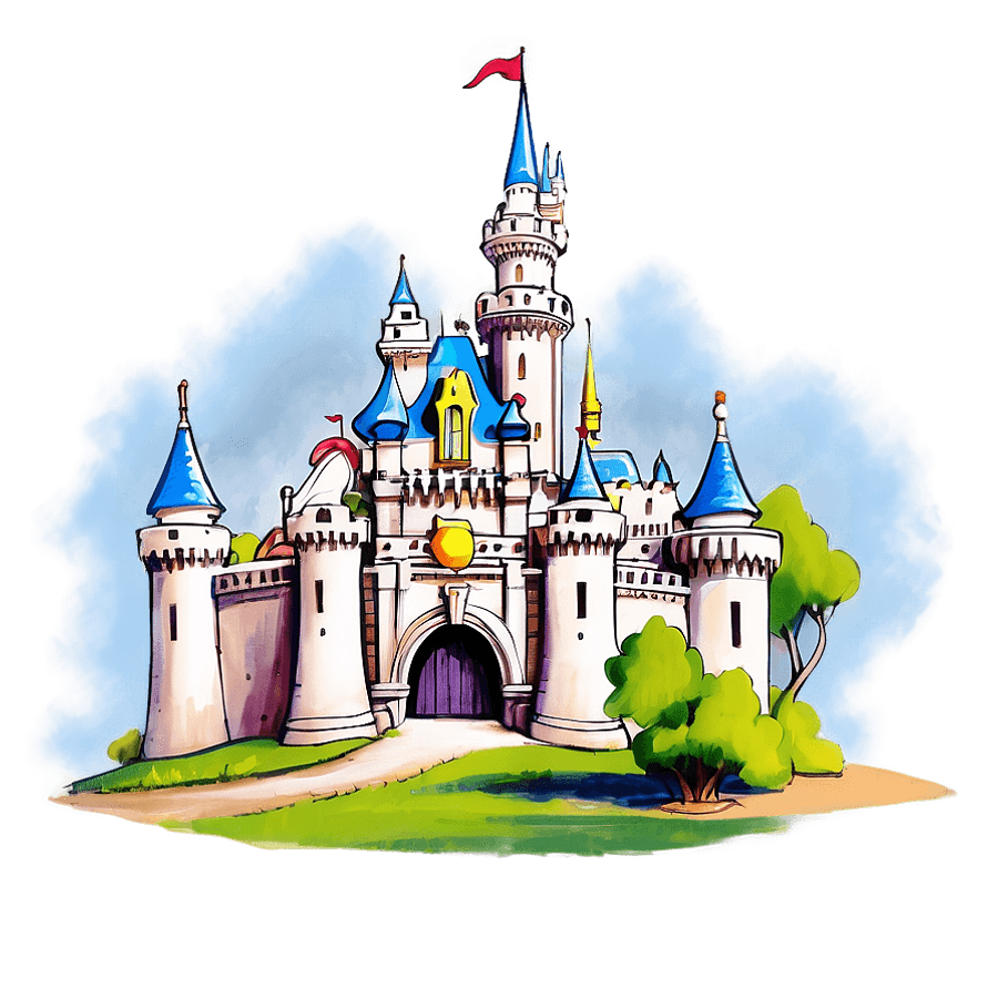 Vintage Disneyland Castle Sketch PNG 06202024