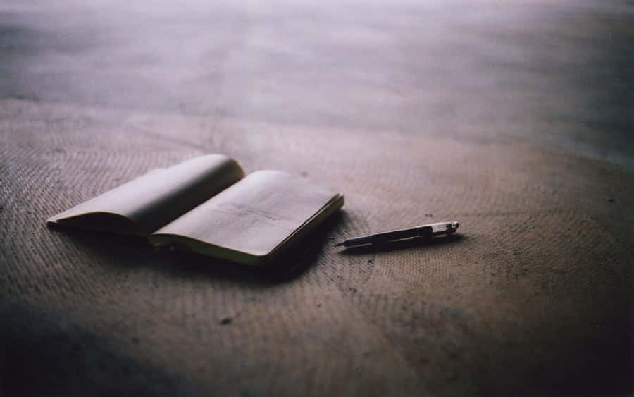SchreibendesBild, altes Buch, Kugelschreiber