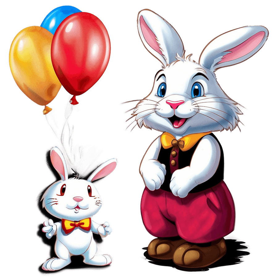 White Rabbit with Balloon PNG ync98