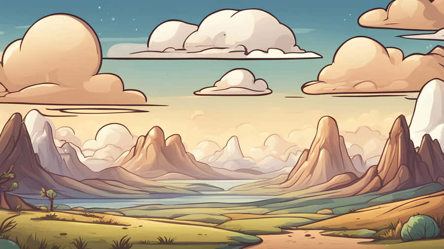 Paisagem Montanhosa de Desenho Animado