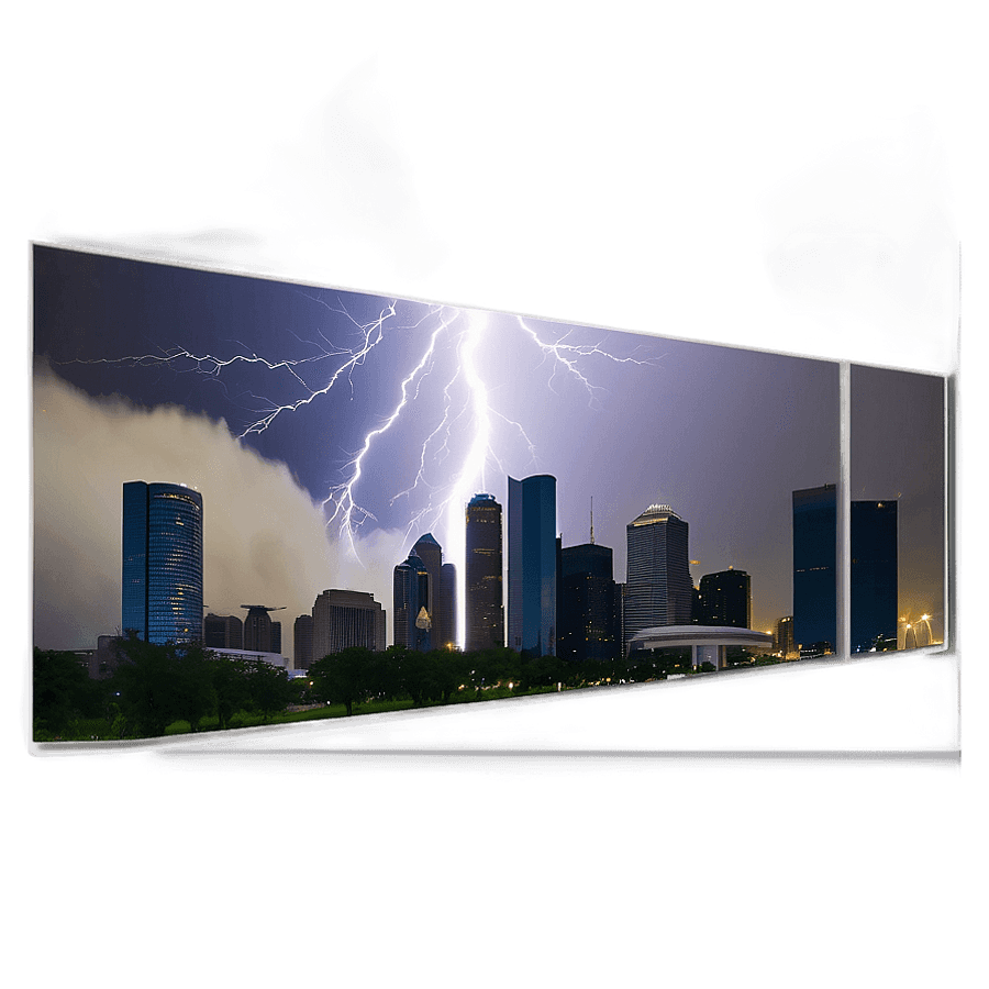 Houston Skyline during Storm PNG 22