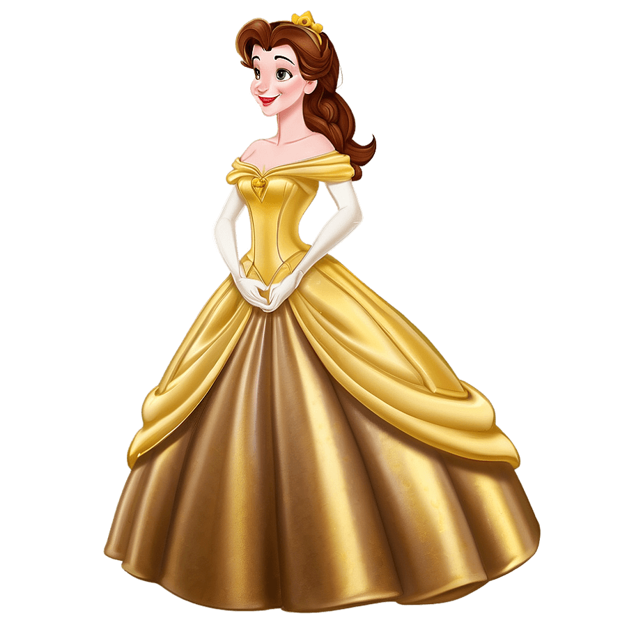 Belle in Golden Ballgown PNG 06292024